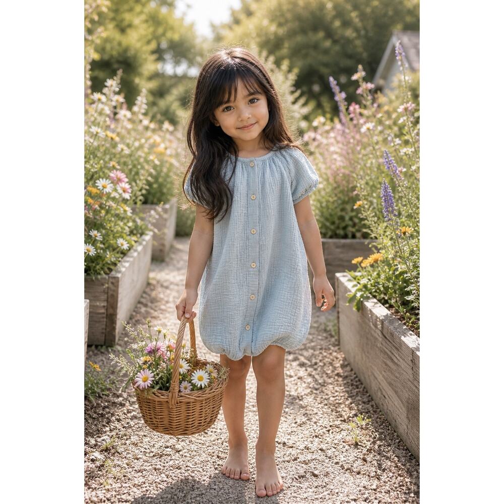 Simple Days Minimalist Gauzy Muslin Romper Playsuit 4T